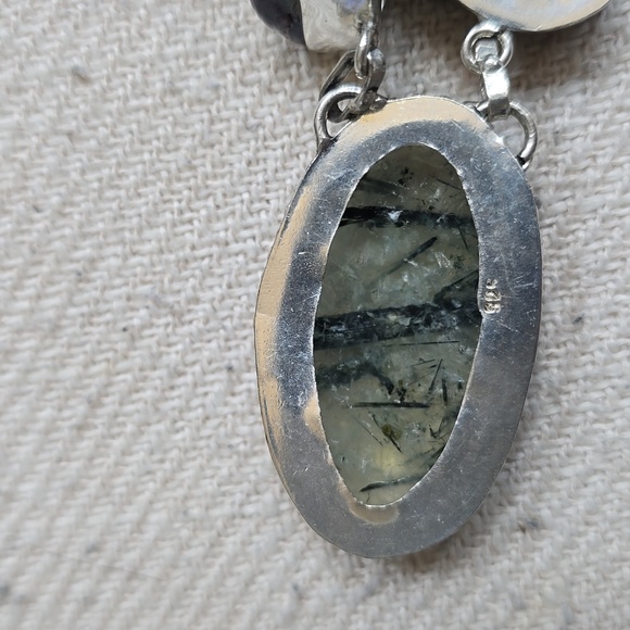 Rutile  quartz, Thahitian pearl, and green aventurine 925 necklace - Picture 7 of 7
